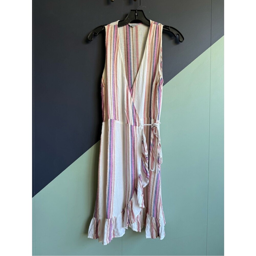 Rails $178 Madison Wrap Dress, Jewel Stripe, Size XS, GUC, Linen Blend